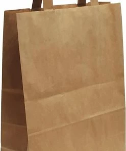 Merkloos Papieren Draagtas / Goodie Bag Bruin 22x10x28cm Per 50 Stuks