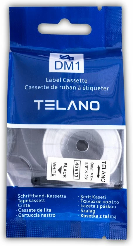 TELANO® 4 Stuks Plastic Labels D1 40913 Voor Dymo LabelManager - Zwart Op Wit - 9 Mm X 7 M - S0720680 Label Tape 2 TELANO® 4 Stuks Plastic Labels D1 40913 Voor Dymo LabelManager - Zwart Op Wit - 9 Mm X 7 M - S0720680 Label Tape - Afbeelding 2