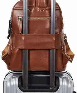 Merkloos Bostanten | Lederen Rugzak | Casual Reistas | Handtas | College Tas | Luxe Uitvoering | Met Trolley Sleeve | Multi- Compartiment | Met Ruimte Voor Tablet En Laptop | Damestas | Leer | Cognac -Parker IM Vibrant Ring Shop 510x840 4