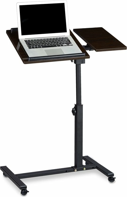 Relaxdays Laptoptafel Op Wieltjes - Hout - Laptopstandaard - Ook Voor Linkshandigen - Zwart 1 Relaxdays Laptoptafel Op Wieltjes - Hout - Laptopstandaard - Ook Voor Linkshandigen - Zwart