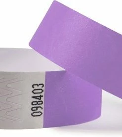 CombiCraft Blanco Tyvek Polsbandjes Paars - 100 Stuks