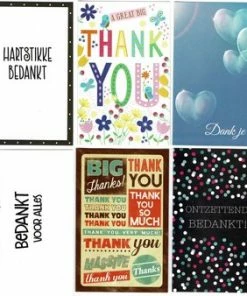 RS C&C Cards & Crafts 10 Luxe Bedankt Wenskaarten - 12x17cm - Gevouwen Kaarten Met Enveloppen