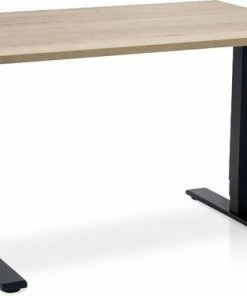 Lineaflex MRC Zit-sta Bureau Elektrisch Verstelbaar - MRC COMFORT NEN-EN 527 | 140 X 80 Cm | Frame Zwart - Blad Robuust Eiken | 130 Cm Hoog | 100KG Draagvermogen