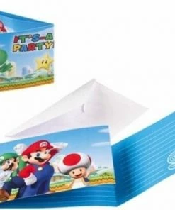 Super Mario Uitnodigingen 8 Stuks