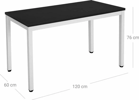 Merkloos Bureau, Grote Computertafel, Stabiele En Mooie Kantoortafel Met Groot Werkblad, PC-tafel Voor Thuiskantoor, Eenvoudige Montage, 120 X 76 X 60 Cm (B X H X D), Zwart En Wit LWD64B 6 Merkloos Bureau, Grote Computertafel, Stabiele En Mooie Kantoortafel Met Groot Werkblad, PC-tafel Voor Thuiskantoor, Eenvoudige Montage, 120 X 76 X 60 Cm (B X H X D), Zwart En Wit LWD64B - Afbeelding 6