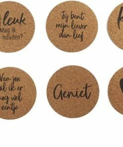 Zoedt Set Van 6 Onderzetters Van Kurk Met Tekst