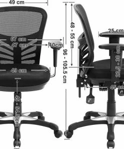 Songmics Magnifique Comfort Miller Bureaustoel - Mesh - Zwart - Ergonomisch -Parker IM Vibrant Ring Shop 550x425 1