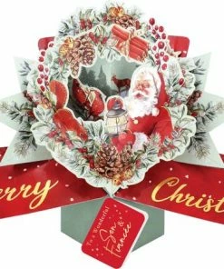 3D Pop-up Wenskaart Met Envelop - Merry Christmas - Santa With Animals