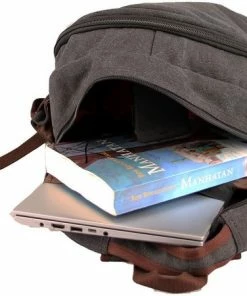 Yakfield - Rugzak - 20 Liter – Casual Model - Kado - Heren - Geschikt Voor Laptop - Handbagage- Schooltas - Zwart Antraciet Grijs- Vintage Canvas Katoen – Heren En Dames - 44 X 30 X 15 Cm - Pukkel -Parker IM Vibrant Ring Shop 550x450 4