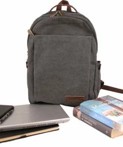 Yakfield - Rugzak - 20 Liter – Casual Model - Kado - Heren - Geschikt Voor Laptop - Handbagage- Schooltas - Zwart Antraciet Grijs- Vintage Canvas Katoen – Heren En Dames - 44 X 30 X 15 Cm - Pukkel -Parker IM Vibrant Ring Shop 550x455