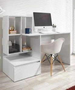 Meubella - Bureau Pierre 2 - Wit - 145 Cm