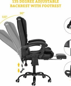 Snailhome Bureaustoel - Ergonomische Draaistoel En Computerstoel - Met Massagefunctie - Belastbaar Tot 150 Kg - Zwart - 61 X 50 X 123cm -Parker IM Vibrant Ring Shop 550x522 8