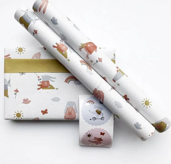 Paper Twinkle Inpakpapier Baby | Jongen En Meisje | Geboorte | 12-delige Inpakset 1 Paper Twinkle Inpakpapier Baby | Jongen En Meisje | Geboorte | 12-delige Inpakset