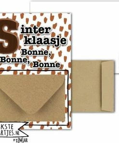 Geldkaart Met Mini Envelopje -> Sinterklaas - No: 08 (ChocoladeLetter-Bonne, Bonne, Bonne) - LeuksteKaartjes.nl By XMar