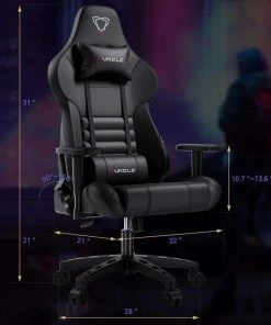 InHarmony® Luxe Ergonomische Gaming Bureaustoel - Game Stoel - Zwart - Met Wielen -Parker IM Vibrant Ring Shop 550x548 2