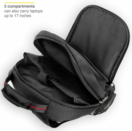 Accezz Rugzak 18L - Laptoptas 15.6 Inch - Schooltas Met Handige Opbergvakken - Dames, Heren, Jongens, Meisjes - Zwart 2 Accezz Rugzak 18L - Laptoptas 15.6 Inch - Schooltas Met Handige Opbergvakken - Dames, Heren, Jongens, Meisjes - Zwart - Afbeelding 2