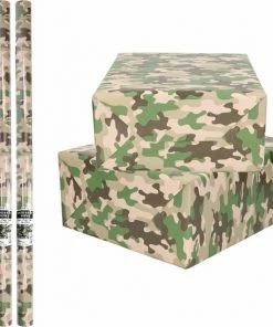 Verhaak Army Cadeaupapier - Camouflage - Groen - 200 X 70 Cm - 3 Stuks