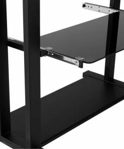 HOMCOM Op Wielen Bureau Computertafel Bureau Werktafel Met Glazen Aflegvlak Zwart 920-015 -Parker IM Vibrant Ring Shop 550x549