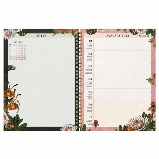 Lannoo Agenda 2023 170x230 Bureau Wire-o Botanic 7dagen/2pagina's Beige 2 Lannoo Agenda 2023 170x230 Bureau Wire-o Botanic 7dagen/2pagina's Beige - Afbeelding 2