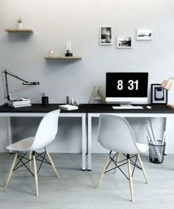 Merkloos Bureau, Grote Computertafel, Stabiele En Mooie Kantoortafel Met Groot Werkblad, PC-tafel Voor Thuiskantoor, Eenvoudige Montage, 120 X 76 X 60 Cm (B X H X D), Zwart En Wit LWD64B