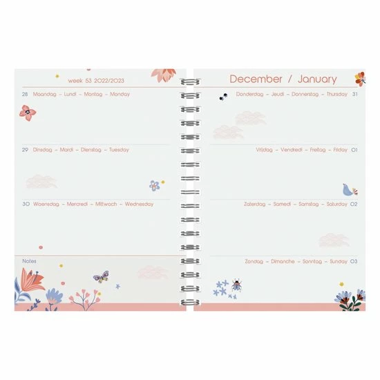 Lannoo Agenda 2023 120x160 Wire-o 7dagen/2pagina's Fragile Pink 2 Lannoo Agenda 2023 120x160 Wire-o 7dagen/2pagina's Fragile Pink - Afbeelding 2
