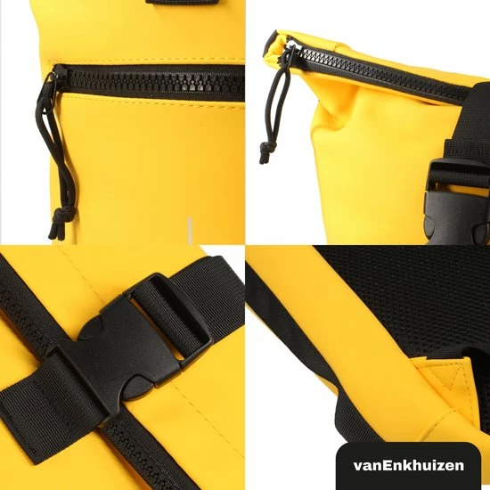 Van Enkhuizen VanEnkhuizen Rolltop Rugzak Met Laptopvak 15,6 Inch - 20 Liter - Waterafstotend En Thermo Materiaal - Geel 4 Van Enkhuizen VanEnkhuizen Rolltop Rugzak Met Laptopvak 15,6 Inch - 20 Liter - Waterafstotend En Thermo Materiaal - Geel - Afbeelding 4