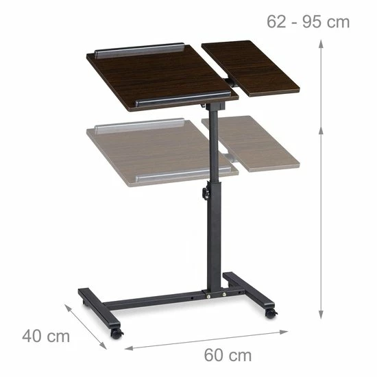 Relaxdays Laptoptafel Op Wieltjes - Hout - Laptopstandaard - Ook Voor Linkshandigen - Zwart 5 Relaxdays Laptoptafel Op Wieltjes - Hout - Laptopstandaard - Ook Voor Linkshandigen - Zwart - Afbeelding 5