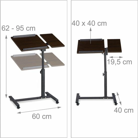 Relaxdays Laptoptafel Op Wieltjes - Hout - Laptopstandaard - Ook Voor Linkshandigen - Zwart 6 Relaxdays Laptoptafel Op Wieltjes - Hout - Laptopstandaard - Ook Voor Linkshandigen - Zwart - Afbeelding 6