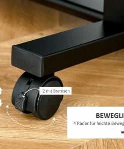 HOMCOM Op Wielen Bureau Computertafel Bureau Werktafel Met Glazen Aflegvlak Zwart 920-015 -Parker IM Vibrant Ring Shop 550x550 34