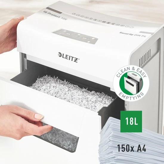 Leitz IQ Premium Protect 10X Ultrastille Papierversnipperaar P-4 Snippers Voor Thuis/Thuiswerkplek - Invoer Tot 10 Vellen - Wit 6 Leitz IQ Premium Protect 10X Ultrastille Papierversnipperaar P-4 Snippers Voor Thuis/Thuiswerkplek - Invoer Tot 10 Vellen - Wit - Afbeelding 6