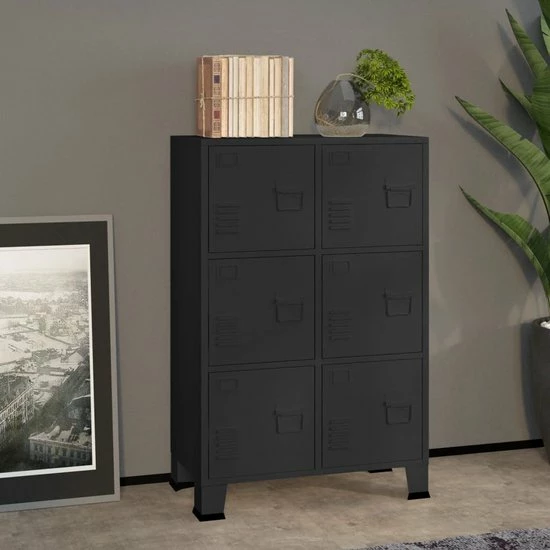 VidaXL Archiefkast Industrieel 75x40x115 Cm Metaal Zwart 9 VidaXL Archiefkast Industrieel 75x40x115 Cm Metaal Zwart - Afbeelding 9