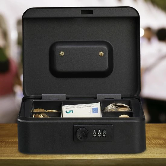 Relaxdays Geldkistje Met Cijferslot - Geldkluisje Slot - Kistje Voor Geld - Geldcassette - Zwart 3 Relaxdays Geldkistje Met Cijferslot - Geldkluisje Slot - Kistje Voor Geld - Geldcassette - Zwart - Afbeelding 3