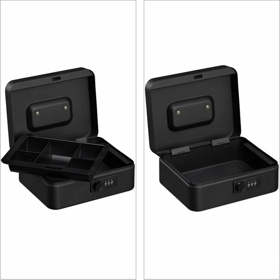 Relaxdays Geldkistje Met Cijferslot - Geldkluisje Slot - Kistje Voor Geld - Geldcassette - Zwart 7 Relaxdays Geldkistje Met Cijferslot - Geldkluisje Slot - Kistje Voor Geld - Geldcassette - Zwart - Afbeelding 7