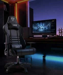 InHarmony® Luxe Ergonomische Gaming Bureaustoel - Game Stoel - Zwart - Met Wielen