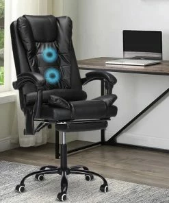 Snailhome Bureaustoel - Ergonomische Draaistoel En Computerstoel - Met Massagefunctie - Belastbaar Tot 150 Kg - Zwart - 61 X 50 X 123cm -Parker IM Vibrant Ring Shop 550x550 690