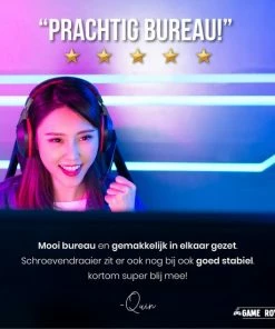 Gaming Bureau Met Led-verlichting XXL 140cm | NIEUW Model 2022 INCLUSIEF LED Muismat T.w.v. 35 Euro | Game Bureau Met Led Afstandsbediening, Bekerhouder, Koptelefoonhaak, Kabelmanagement, Gereedschap En LED Muismat | Perfect Game Room | Game Royale -Parker IM Vibrant Ring Shop 550x550 721