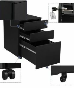 Merkloos Luxe Stalen Ladeblok Op Wielen - Met Slot - Verrijdbare Archiefkast Kantoor Kast - Mobiele Hangmap Bureau Kast - Afsluitbaar - 3 Laden - Zwart -Parker IM Vibrant Ring Shop 550x550 768