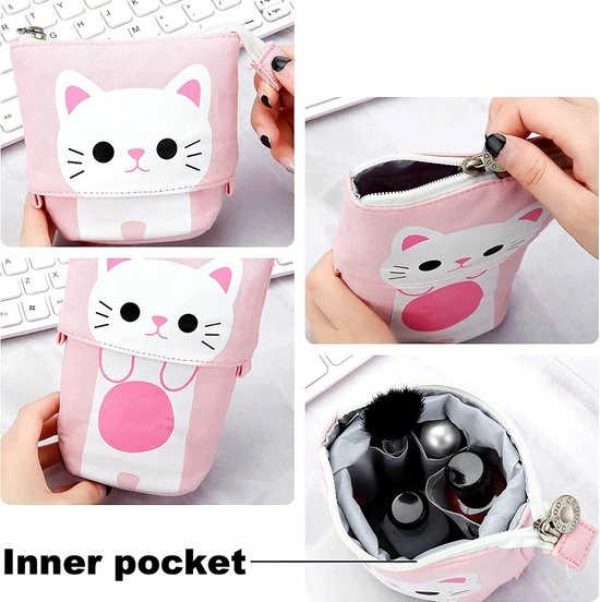 LIXIN Staande Etui - Roze Kat - Pennenzak Voor Jongens En Meisjes - Canvas - Linnen - School Etui - Staande Etui Voor Kinderen En Volwassenen - School - Terug Naar School - Back To School - Leuke Telescopishe Pennenhouder - Leuk Etui - Gift - Cadeau 3 LIXIN Staande Etui - Roze Kat - Pennenzak Voor Jongens En Meisjes - Canvas - Linnen - School Etui - Staande Etui Voor Kinderen En Volwassenen - School - Terug Naar School - Back To School - Leuke Telescopishe Pennenhouder - Leuk Etui - Gift - Cadeau - Afbeelding 3