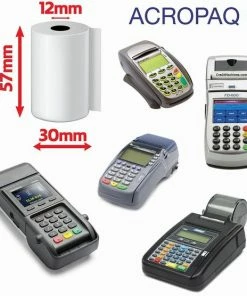 ACROPAQ - 50 X Pinrollen - 57 X 30 X 12 Mm, 8m, Thermisch, BPA-Vrij - Kassarollen, Bancontact Rollen - Wit