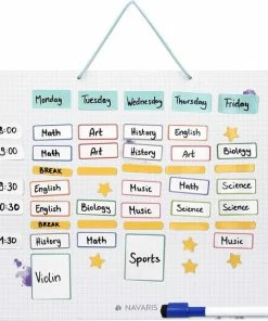 Navaris Magnetische Weekplanner - 40 X 32 Cm - Inclusief 115 Stickers En Stift - Uitwisbare Familieplanner - Magneetbord - Wit