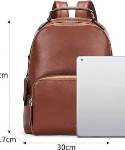 Merkloos Bostanten | Lederen Rugzak | Casual Reistas | Handtas | College Tas | Luxe Uitvoering | Met Trolley Sleeve | Multi- Compartiment | Met Ruimte Voor Tablet En Laptop | Damestas | Leer | Cognac -Parker IM Vibrant Ring Shop 550x566 3