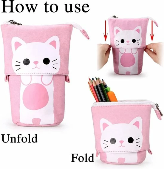 LIXIN Staande Etui - Roze Kat - Pennenzak Voor Jongens En Meisjes - Canvas - Linnen - School Etui - Staande Etui Voor Kinderen En Volwassenen - School - Terug Naar School - Back To School - Leuke Telescopishe Pennenhouder - Leuk Etui - Gift - Cadeau 7 LIXIN Staande Etui - Roze Kat - Pennenzak Voor Jongens En Meisjes - Canvas - Linnen - School Etui - Staande Etui Voor Kinderen En Volwassenen - School - Terug Naar School - Back To School - Leuke Telescopishe Pennenhouder - Leuk Etui - Gift - Cadeau - Afbeelding 7