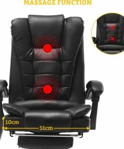 Snailhome Bureaustoel - Ergonomische Draaistoel En Computerstoel - Met Massagefunctie - Belastbaar Tot 150 Kg - Zwart - 61 X 50 X 123cm -Parker IM Vibrant Ring Shop 550x575 4