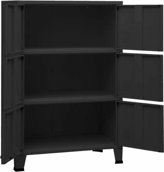 VidaXL Archiefkast Industrieel 75x40x115 Cm Metaal Zwart 2 VidaXL Archiefkast Industrieel 75x40x115 Cm Metaal Zwart - Afbeelding 2