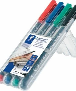 STAEDTLER Lumocolor F Permanent Pen - Box 4 Kleuren