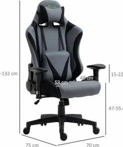 Vinscetto Vinsetto Ergonomische Gamestoel Draaistoel Verstelbare Rugleuning Elastaanstof Zwart 921-500 -Parker IM Vibrant Ring Shop 550x586