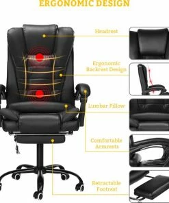 Snailhome Bureaustoel - Ergonomische Draaistoel En Computerstoel - Met Massagefunctie - Belastbaar Tot 150 Kg - Zwart - 61 X 50 X 123cm -Parker IM Vibrant Ring Shop 550x590 2