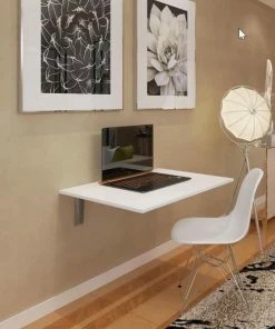 Beckenbau - Wandtafel Inklapbaar - Klaptafel - Inklapbare Tafel - 90x60cm - Recht - Wit