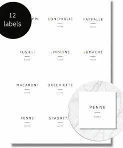 We Love Bamboe - Set Van 12 Pasta Stickers Voor Voorraadpotten - Pasta Etiketten & Pasta Labels - Nederlandse Pasta Stickers Voor Voorraad Potten - 6 X 6 Cm