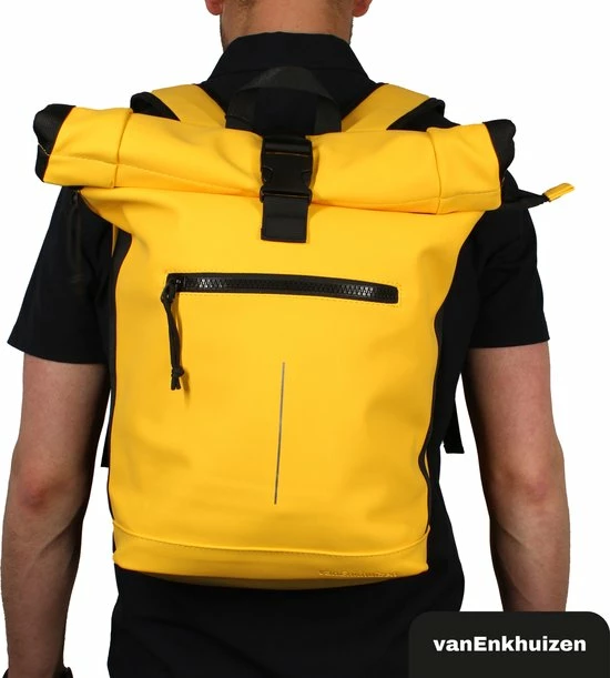 Van Enkhuizen VanEnkhuizen Rolltop Rugzak Met Laptopvak 15,6 Inch - 20 Liter - Waterafstotend En Thermo Materiaal - Geel 6 Van Enkhuizen VanEnkhuizen Rolltop Rugzak Met Laptopvak 15,6 Inch - 20 Liter - Waterafstotend En Thermo Materiaal - Geel - Afbeelding 6